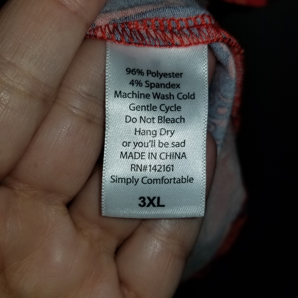 LuLaRoe Randy Baseball Raglan Tee Shirt Grey/Orange Blue Floral 3XL NWT - Picture 5 of 7